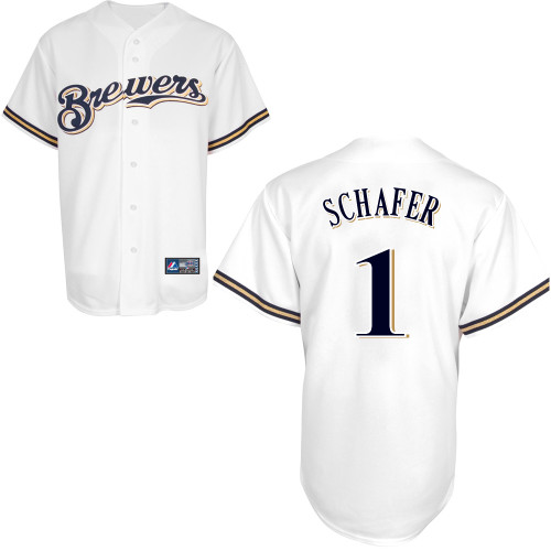Logan Schafer #1 Youth Baseball Jersey-Milwaukee Brewers Authentic Home White Cool Base MLB Jersey